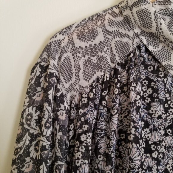 NWT Free People Dani Oversized Buttondown Shirt – Black Combo - Small - Picture 6 of 12